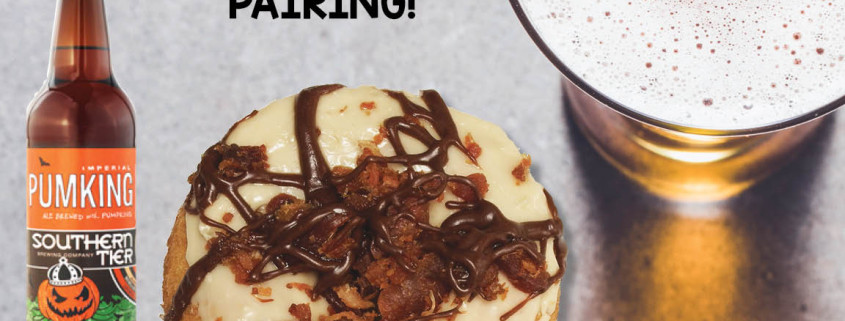 Beer and donut pairing - cake donut with bacon topping