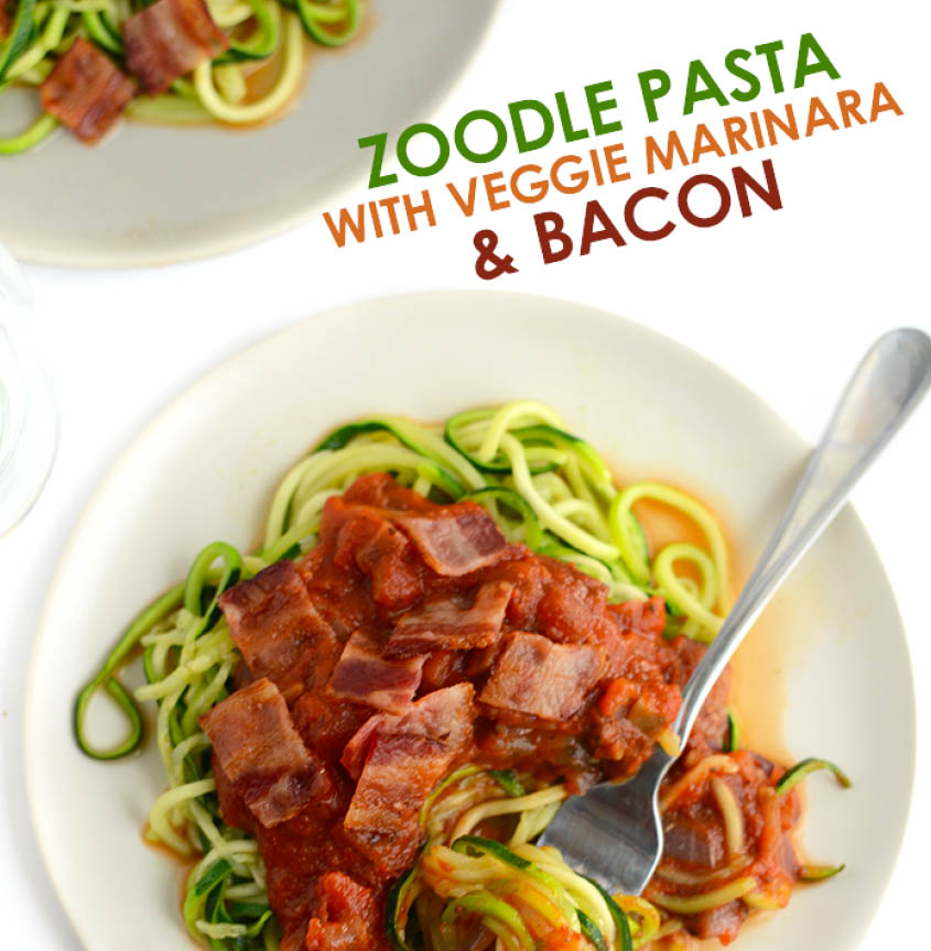 Zoodle Pasta with Veggie Marinara & Bacon