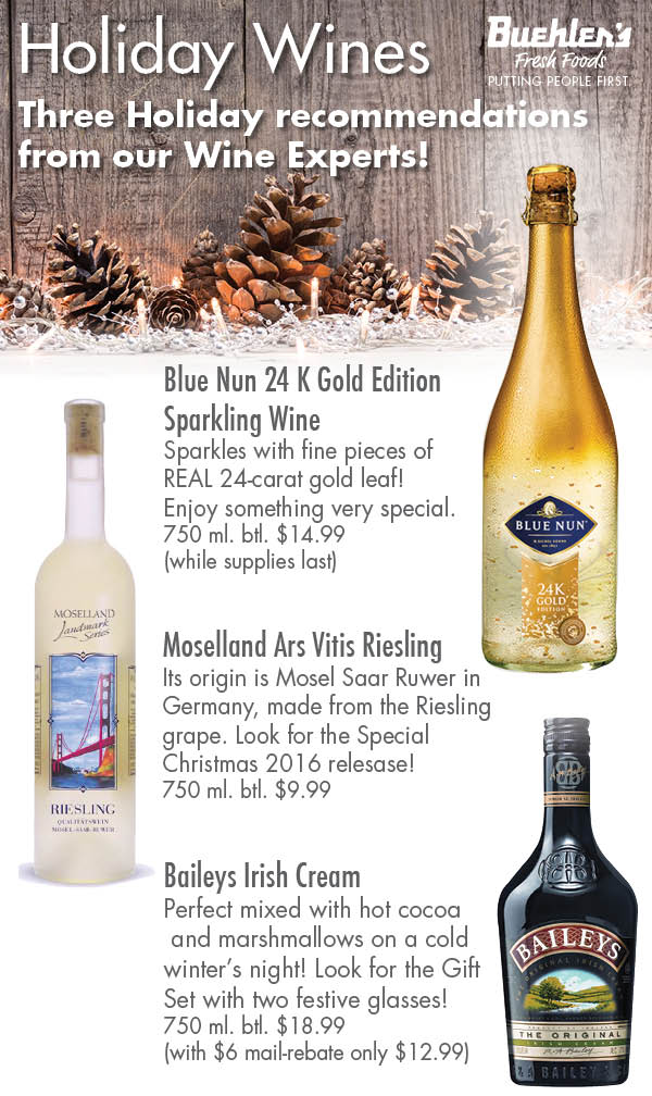 Holiday Wine Selections from Buehler's Fresh Foods