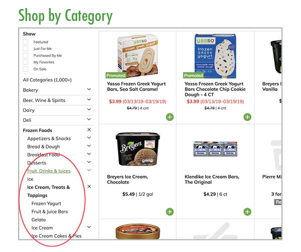 Shop by category for groceries online